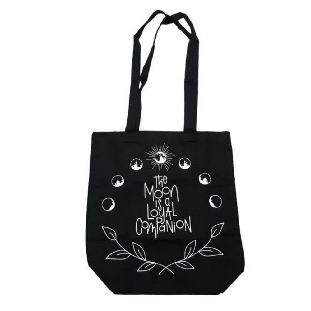 Owlcrate Tote Bag Dark Academia Womens Black Celestial Moon Phase Graphic Cotton